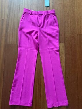 Zara Hot Pink Straight-Leg Pants size M NWT